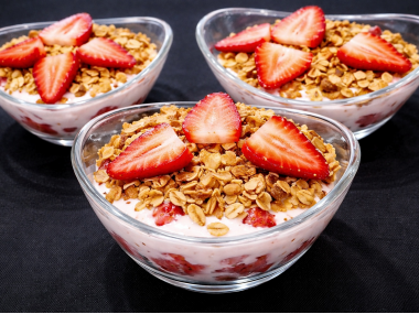 Yogurt, Strawberry and Granola Parfait