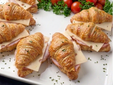 Mini croissant with ham and Swiss cheese
